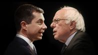 Yhdysvaltain demokraattisen puolueen johtavat ehdokkaat Pete Buttigieg ja Bernie Sanders