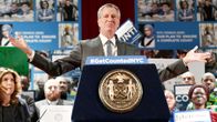 Bill de Blasio kuvattuna kampanjatilaisuudessa New Yorkissa.