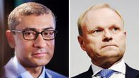 Nokian väistyvä toimitusjohtaja Rajeev Suri ja tuleva toimitusjohtaja Pekka Lundmark.