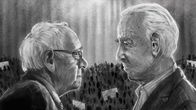 Piirustus Bernie Sandersista ja Joe Bidenista.