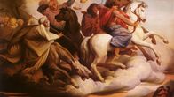 Maalaus neljästä Johanneksen ilmestyksen kuudennessa luvussa mainitusta ratsumiehestä. The Four Horsemen of the Apocalypse, Steinle, Jacob Von, 1860.
