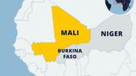 Kartta Malista ja naapurimaista Nigeristä ja Burkina Fasosta.