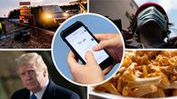 Kuvakombo, jossa henkilön kädet selaavat puhelimella Googlea, kylttien pystytystä Uudenmaan rajalla, henkilö laittaa maskia kasvoilleen, Donald Trump vilkuttaa ja kantarelleja lautasella.