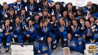 Suomen pronssijoukkue yhteiskuvassa.
