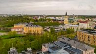 Oulun kaupunkia droonista kuvattuna.