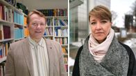 Oikeustieteen professori Asko Uoti ja hallintotieteiden tohtori Jenni Airaksinen seisovat ja katsovat kameraan.