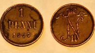 Vuoden 1907 pennin kruuna- ja klaavapuoli