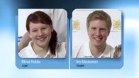 Itäsuomalaiset olympiasoihdun kantajat Mirva Kokko ja Iiro Maukonen.