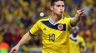 Kolumbian James Rodríguez tuulettaa.