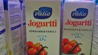 Kirjoitusvirhe Valion jogurttipurkissa.