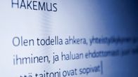 Hakemuspohja tietokoneen näytöllä