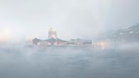 Havainnekuva Guggenheim Helsinki -arkkitehtuurikilpailun voittaneesta rakennuksesta.