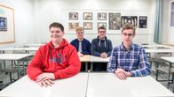 Kuopion lyseon lukion opiskelijat Santeri Leinonen, Rasmus Keinänen, Antti Rossinen ja Olli Kaksonen.
