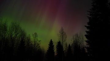 Revontulia Jyväskylän öisellä taivaallla 17. maaliskuuta 2013. 