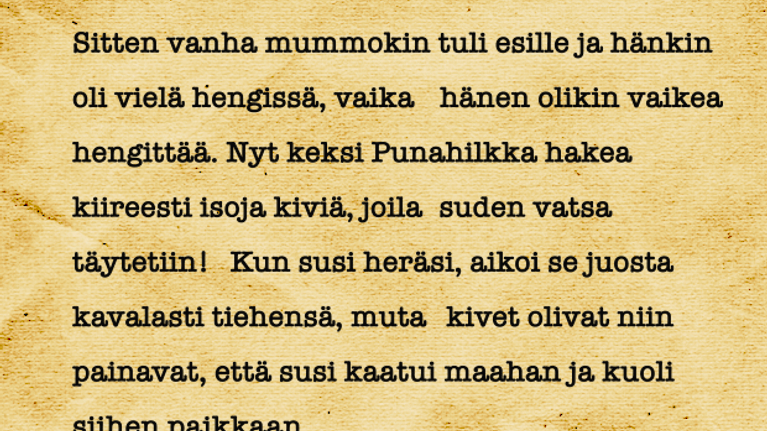 Tekstiä, jossa kirjaimet poukkoilee.