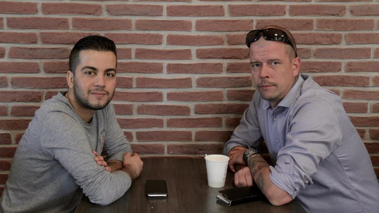 Shihab Ahmed ja Antti-Jussi Hirsimäki Seinäjoen arabikevät -elokuvassa
