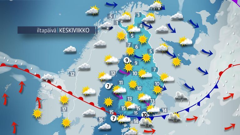 keskiviikon sääkartta
