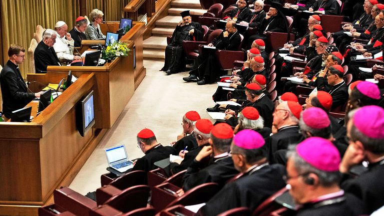 Paavi Franciscus oli paikalla Vatikaanissa meneillään olevassa piispojen kokouksessa 23. helmikuuta.