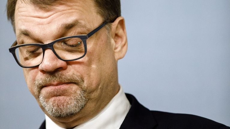 Pääministeri Juha Sipilä tiedotustilaisuudessa Kesärannassa Helsingissä 8. maaliskuuta