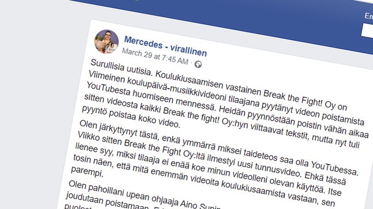 Kuvakaappaus Mercedes Bentson Facebook-sivulta.