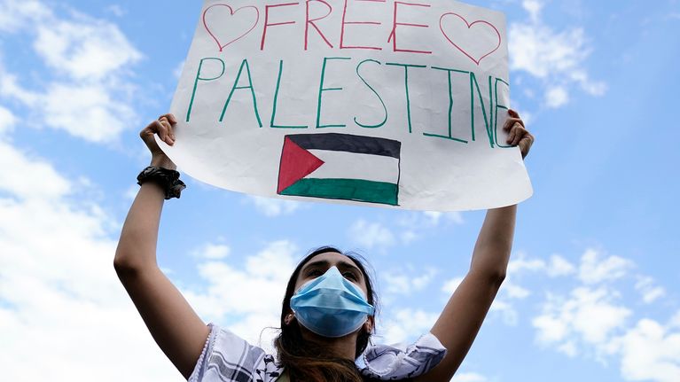 Pro-Palestiina mielenosoittaja Washingtonissa.