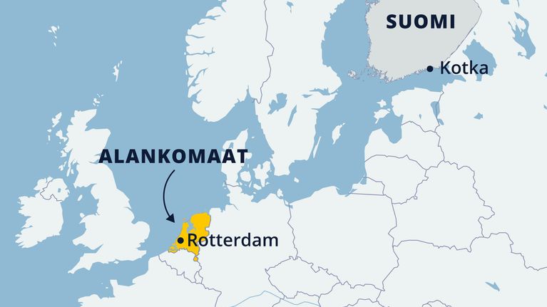 Kartta näyttää Rotterdamin sijainnin.