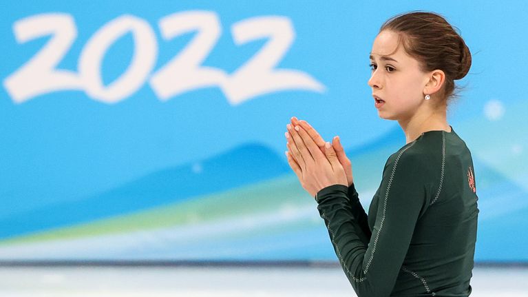 Venäläistaitoluistelija Kamila Valijeva harjoituksissa 11. helmikuuta.