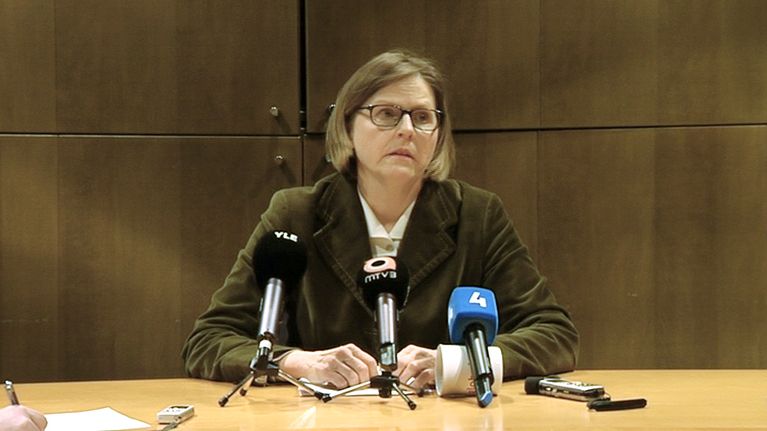 Valtion omistajaohjauksesta vastaava ministeri Heidi Hautala lehdistötilaisuudessa.