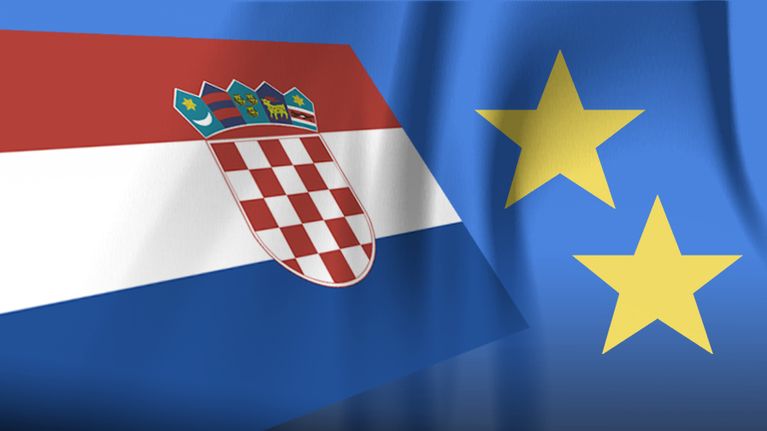 Kroatian lippu ja kaksi EU-tähteä