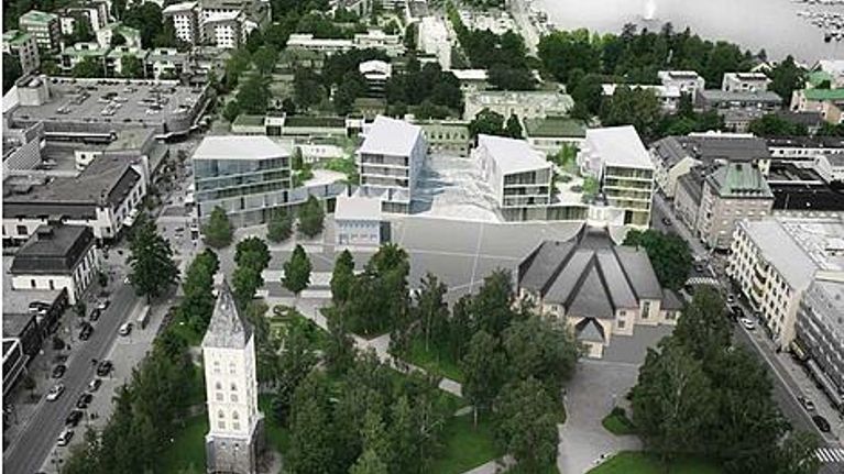 Lappeenrannan Citykorttelin arkkitehtikilpailun voittanut ehdotus, Askel.