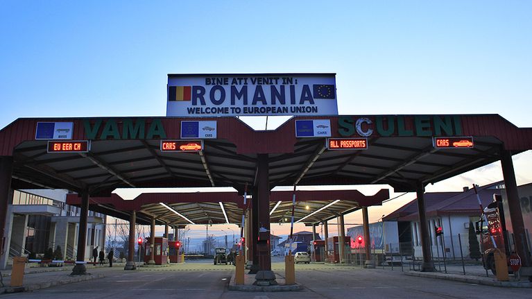 Sculenin rajanylityspiste Romanian ja Moldovan välisellä rajalla.
