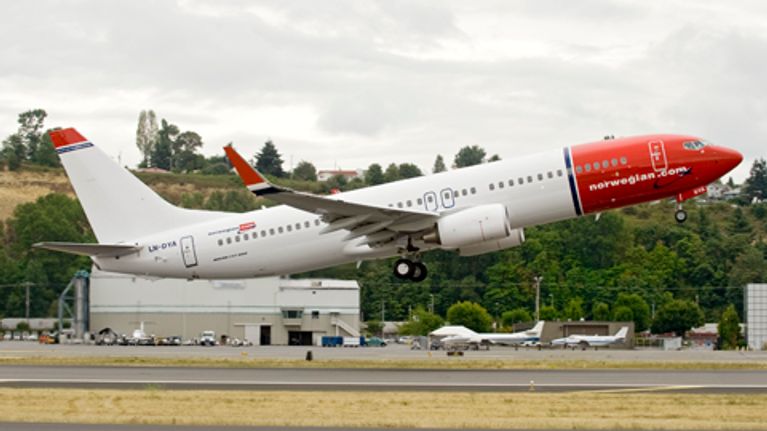 Norwegian airlines lentokone boeing 737-800