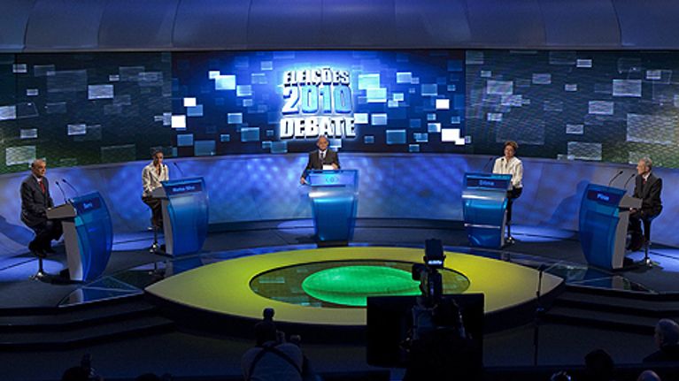 Brasilian presidentinvaalien ehdokkaat televisioväittelyssä.