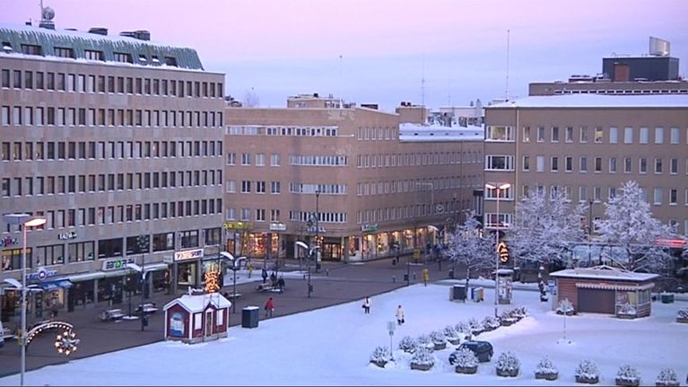 Joensuun tori talvella.