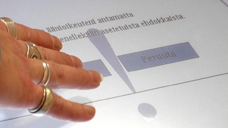 The electronic ballot's touch-screen.