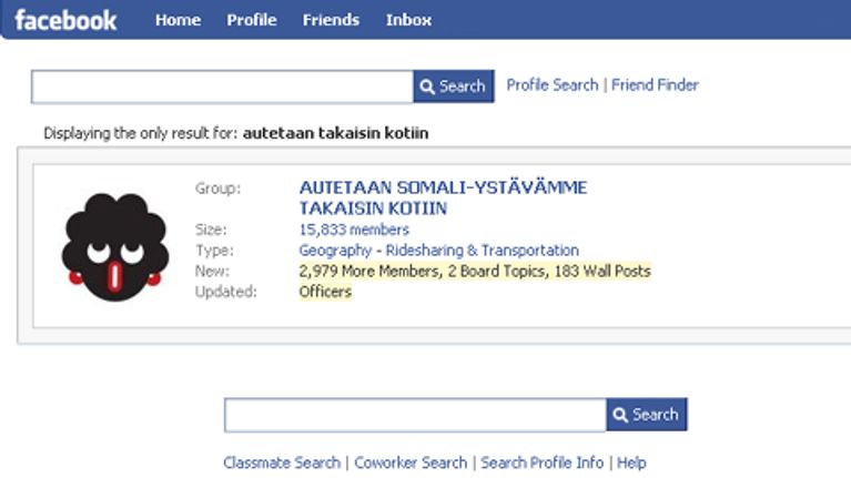 Kuva Facebook-sivustolta ryhmästä "Autetaan somali-ystävämme takaisin kotiin".