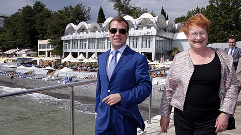 Tarja Halonen ja Dimitri Medvedev