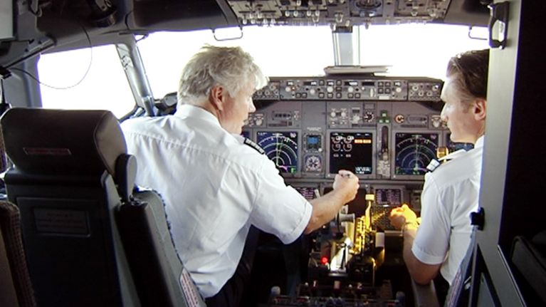 Pilots in cockpit