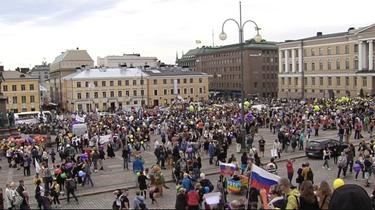 2012 Helsinki Pride parade assembling at Senate Square. 