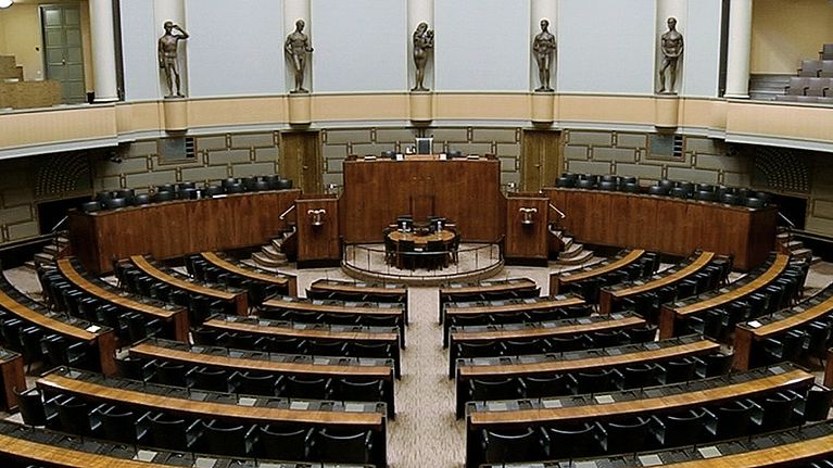 Eduskunnan istuntosali.