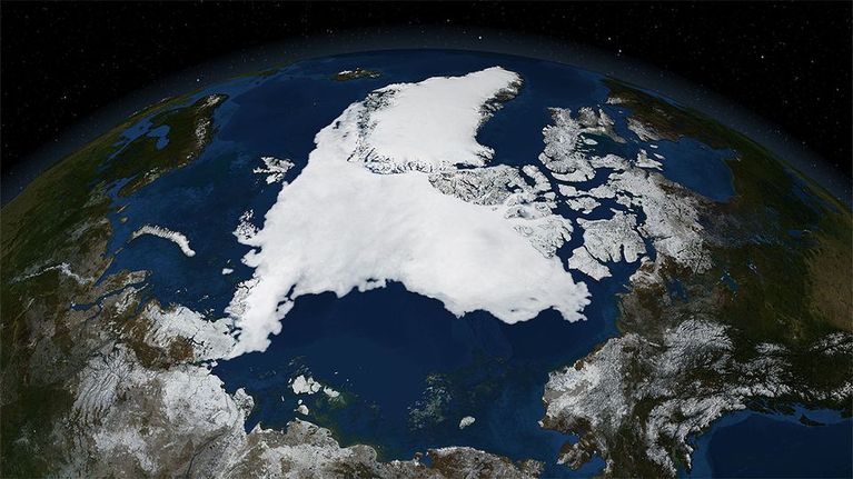 Satelliittikuva Pohjoisesta jäämerestä.