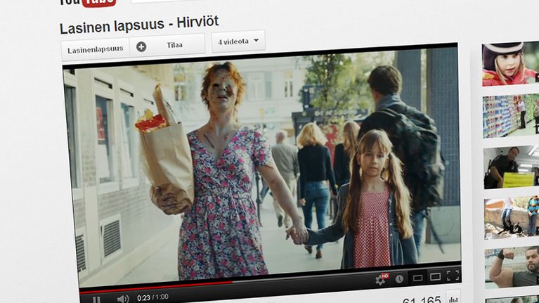 Ruutukaappaus Lasinen lapsuus -videolta.