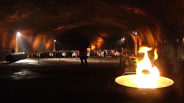 The Länsimetro tunnel opening was celebrated under the island of Koivusaari.