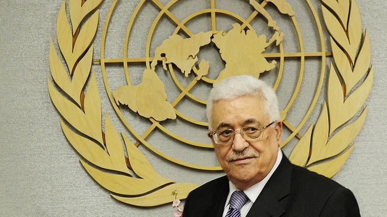 Palestiinalaisten presidentti Mahmoud Abbas Yk:n 66. yleiskokouksessa New Yorkissa 23. syyskuuta 2011. 