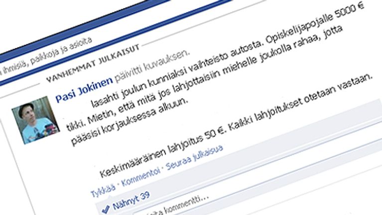 Facebook ryhmä perheenisän joulun pelastamiseksi