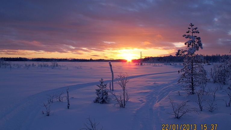 Auringonlasku erämaassa.