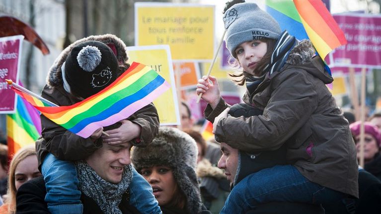 Pariisilaiset marssivat homoseksuaalien avioliitto-oikeuden puolesta 27. tammikuuta.