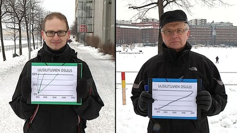 Uusiutuviin energialähteisiin siirtymisen vauhti jakaa Helsingin Energian uusien puheenjohtajien mielipiteet.