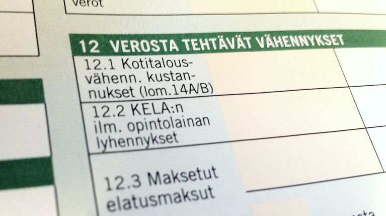 Yksityiskohta veroilmoituksesta.