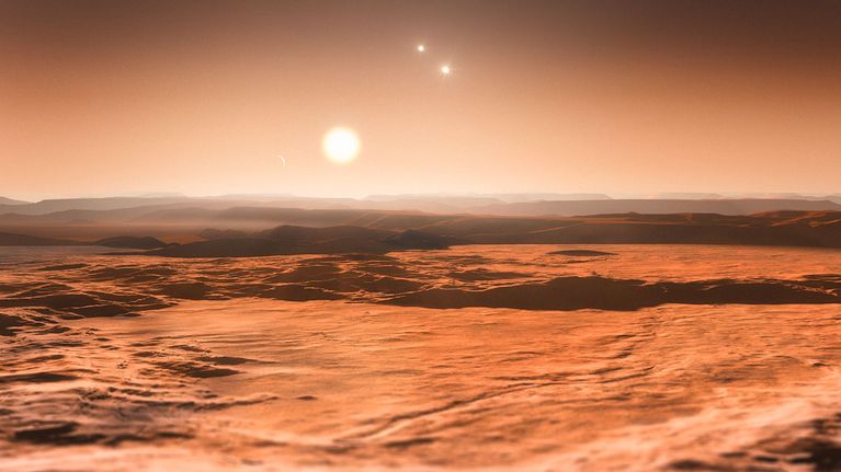 Taiteilijan näkemys Gliese 667C -tähdestä.